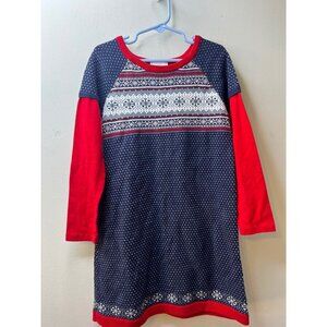 Girls Hanna Andersson Blue And Red Sweater Dress - Size 120 (6/7)